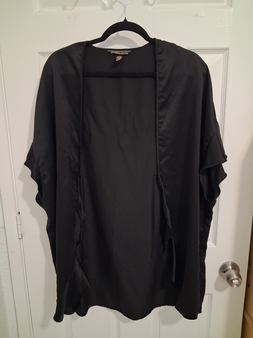 Victoria's Secret Black Satin Open Draped Kimono